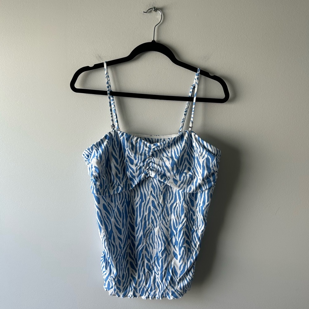 Diane Von Furstenberg for Target blue and white printed sleeveless top